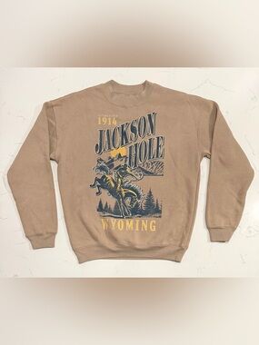 State of Mine Jackson Hole Wyoming Graphic Fleece Crewneck Sweatshirt Men’s S
